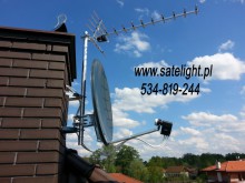 Montaż anteny satelitarnej i naziemnej dvbt na maszcie do komina